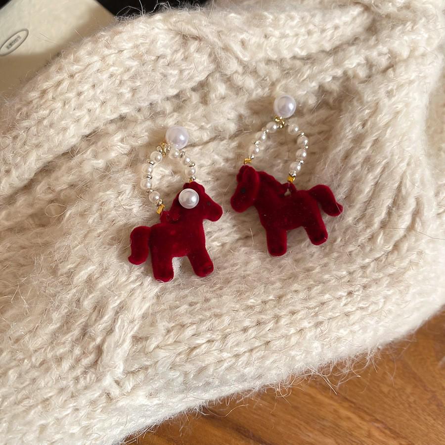 Silberne Nadel Tropfenöl Rote Perlen Ohrstecker - Eleganter & Vielseitiger Schmuck für Damen