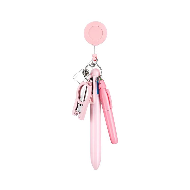 5In1 Nurse Pen Set Retractable Id Badge Clip Reels Holder Name Holder Ballpoint Pen Folding Scissors For Nursing Doctor