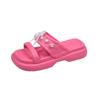 Summer New Open Toe Lace Butterfly Knot Pearl Anti-slip Wear-resistant Flat Slippers Casual Square Toe Sandals