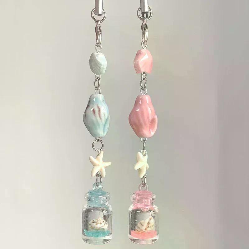 Transparent Keychain Cute Wind Chime Pendant Keyring Mobile Phone Lanyard Kawaii Bag Decorative Accessories Home Decorations