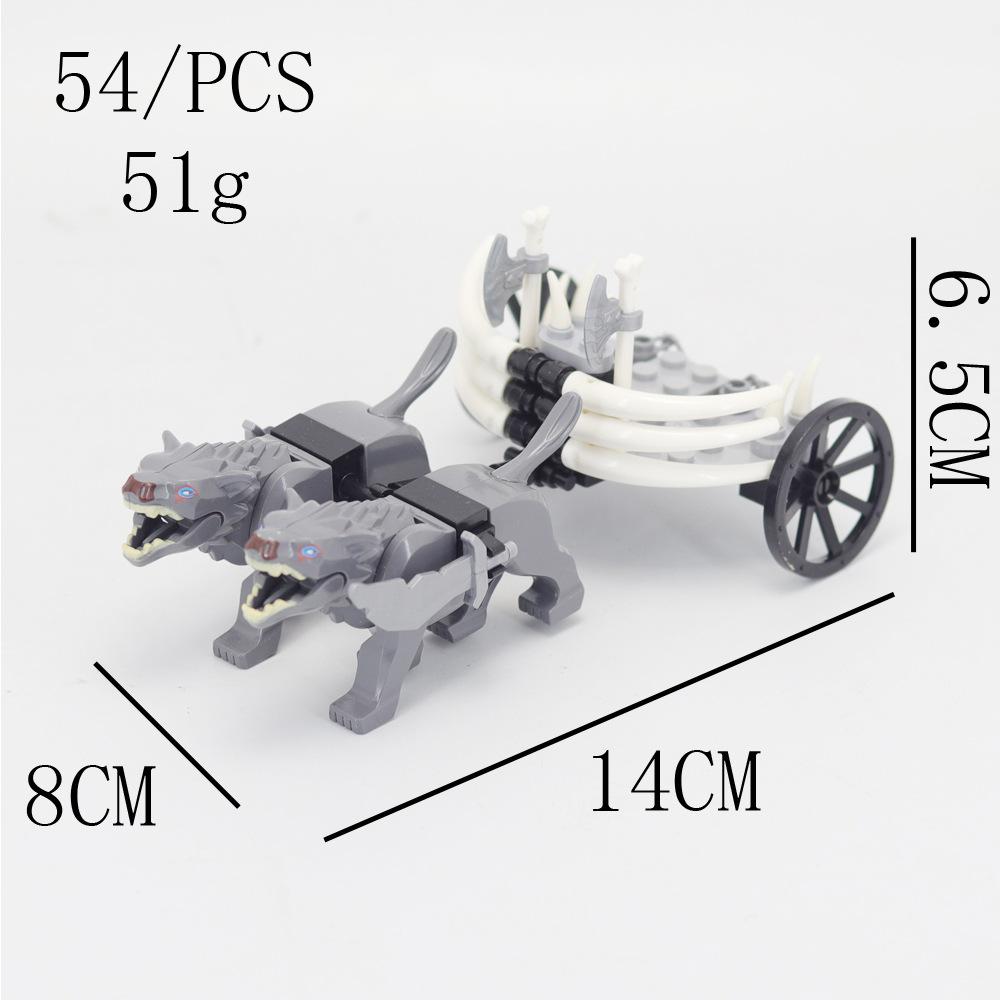 Building Block Wolf Chariot Medieval Weapon Ancient Three Kingdoms Scene Assembly Toy Model Ornament