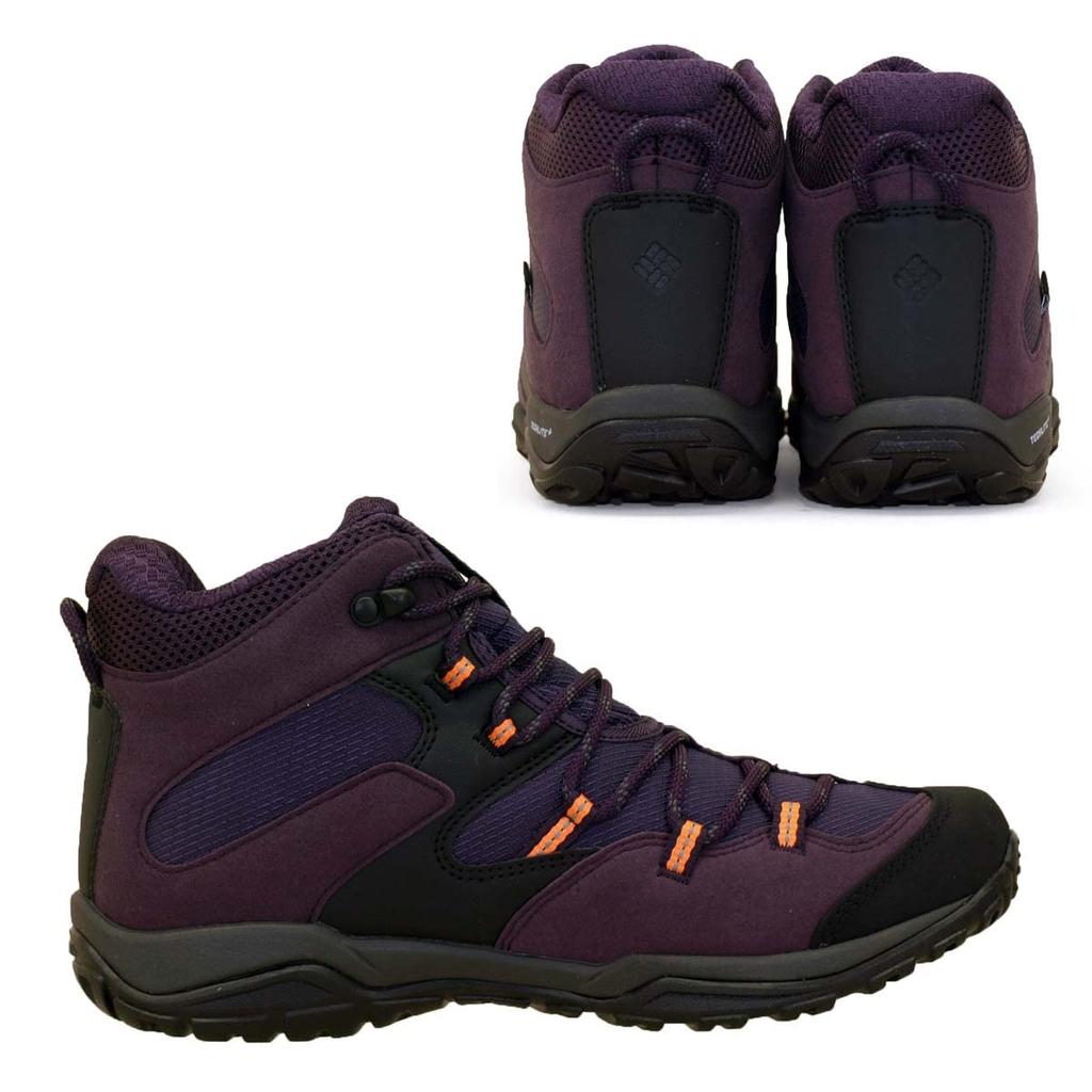 Columbia Waterproof Sabre 5 Mid Outdry Wide Hiking Shoes, Dark Plum, YK2365, Women's, Purple, Size 24.5