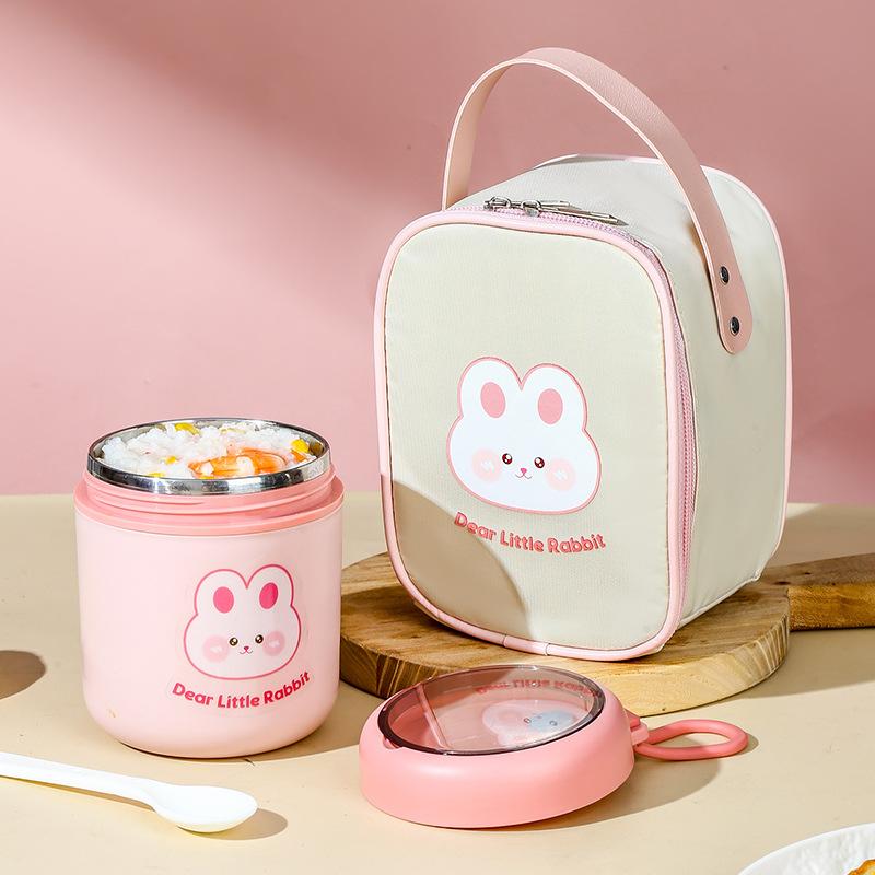 304 Stainless Steel Cute Insulated Breakfast Food Can Cup, Portable Soup Can with Lid Spoon, Perfect Lunch Box Soup Cup
