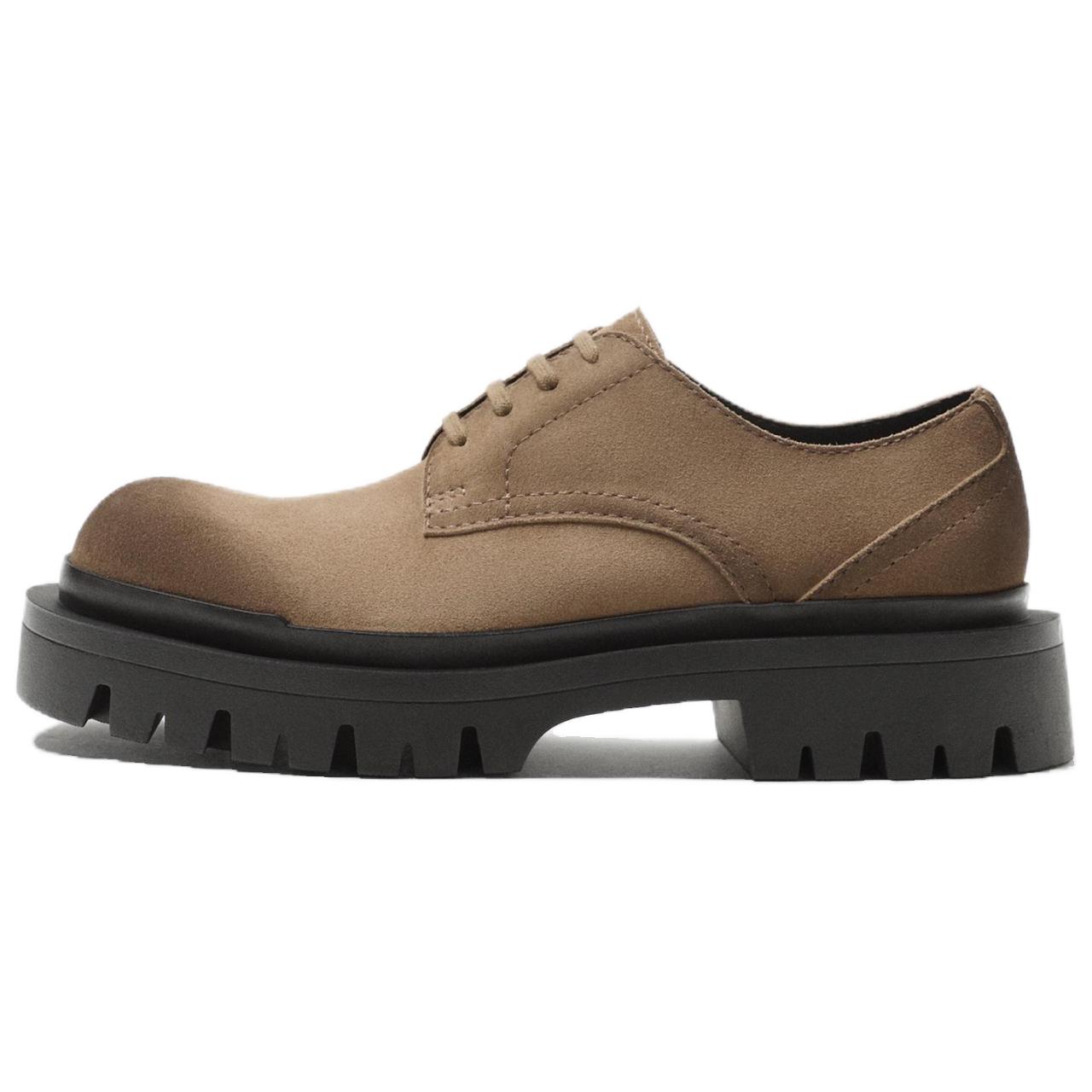 ZARA Chunky Sole Suede Oxford Shoes Beige Mens 1241152038 45