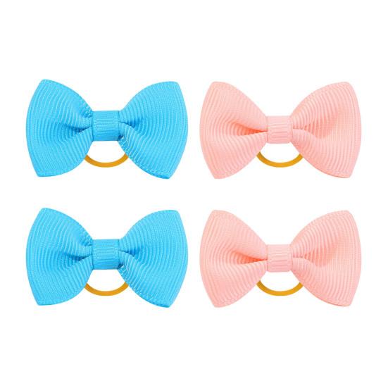 Puppy Dog Hair Bows with Rubber Bands Handmade Small Bowknot Dog Hair Accessories Pet Grooming Supplies