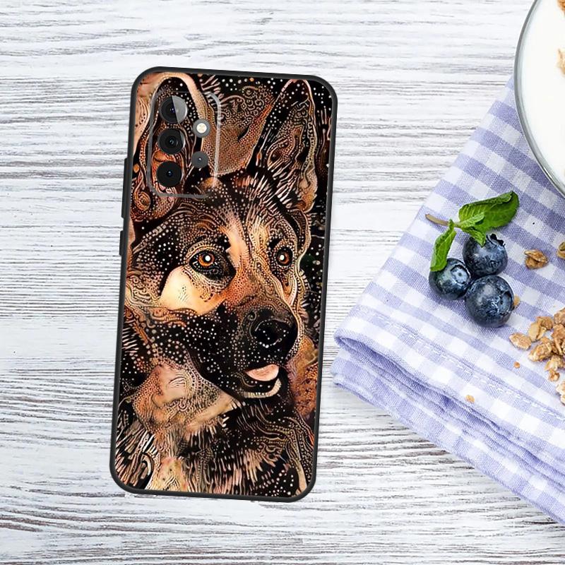 Cartoon German Shepherd Dog Case For Samsung Galaxy A13 A23 A33 A53 A52 A32 A12 A56 A36 A16 A54 A34 A14 A15 A35 A55 A17