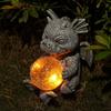 Creative Dinosaur Sculptures Light Resin Animal Statue Lamp Solar Dragon Holding Lamp  Courtyard