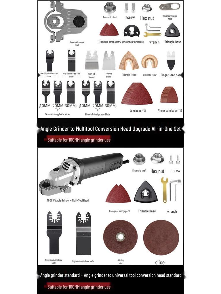 Universal Angle Grinder Conversion Kit: Electric Chisel & Grooving Tool for Woodworking