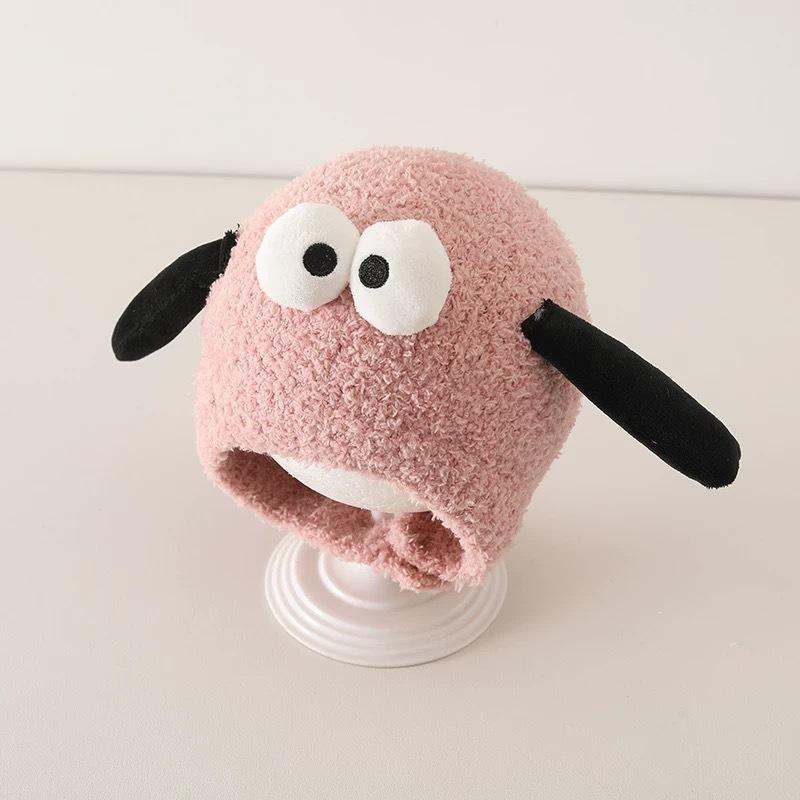 Infants and Toddlers Autumn and Winter Cute Baby Ear Protector Pullover Hat Warm Plush Hat Men and Women Thickened Baby Hat Funny