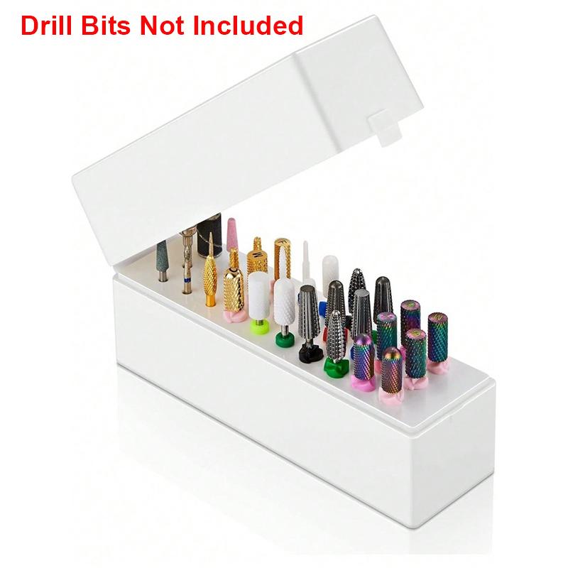 30-Hole Nail Drill Bit Holder Dustproof Nail Salon Organizer With Storage Display Box Manicure Tool Case Drill Bits Not Included