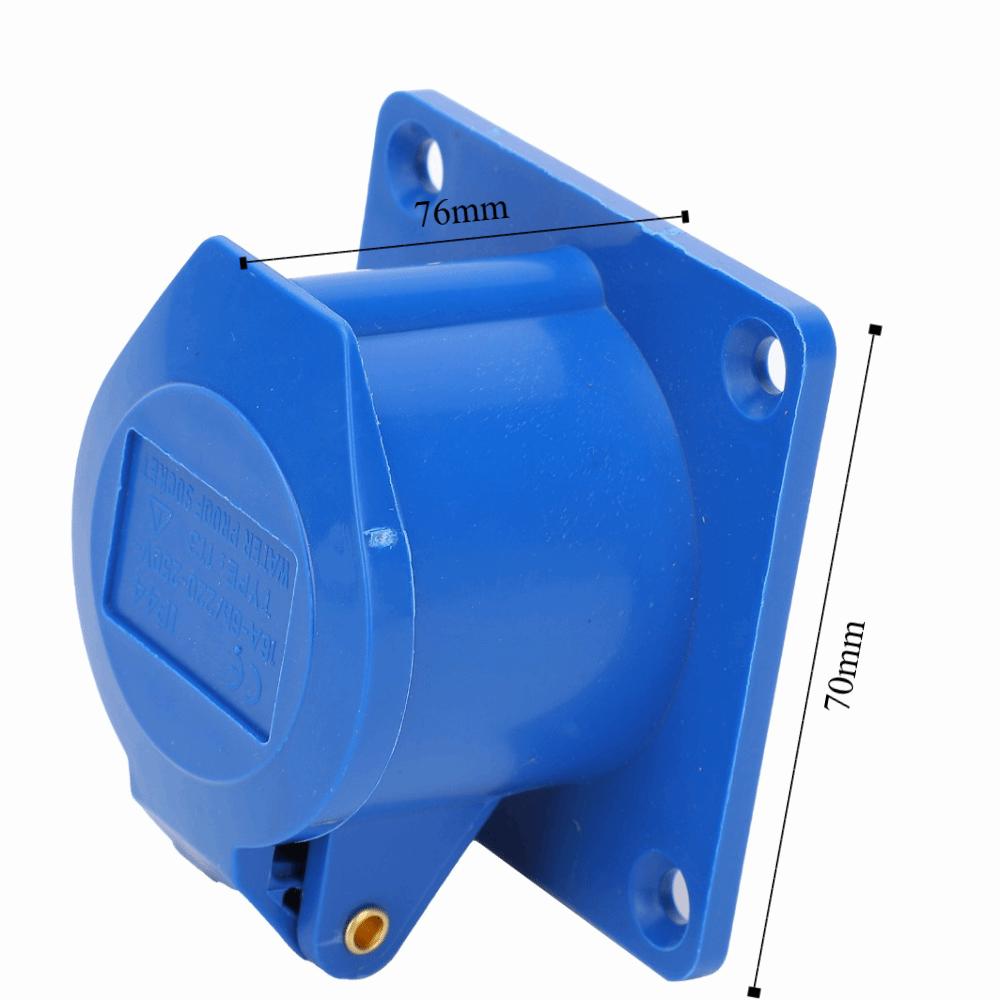 2 Pcs 3 Pin 16A Industrial Power 2P+E IP44 Industrial Connector 220-250V Concealed Single Phase Receptacle