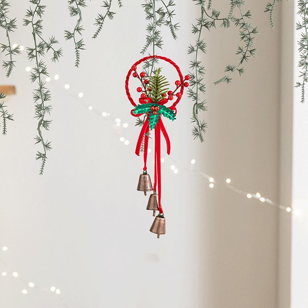 Iron Retro Christmas Bells Red Xmas Tree Hanging Bells Exquisite Christmas Chime Bells  Car Holiday