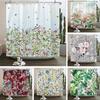 GAEElegant Flowers Shower Curtain 180x180cm Floral Shower Curtain Polyester Bath Curtain Bathroom Decor Machine Washable With