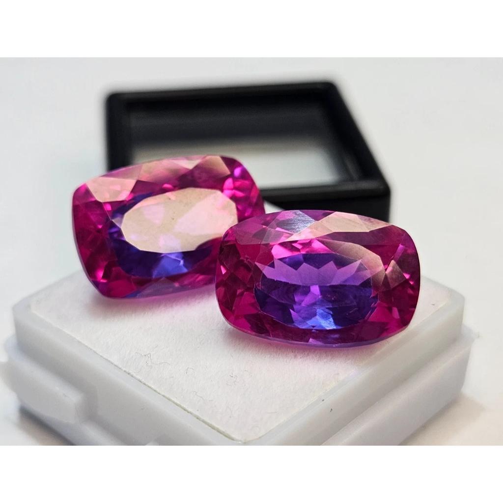 26-27 Ct Natural Pitambari Sapphire Cushion Cut Pair Stunning Gemstone
