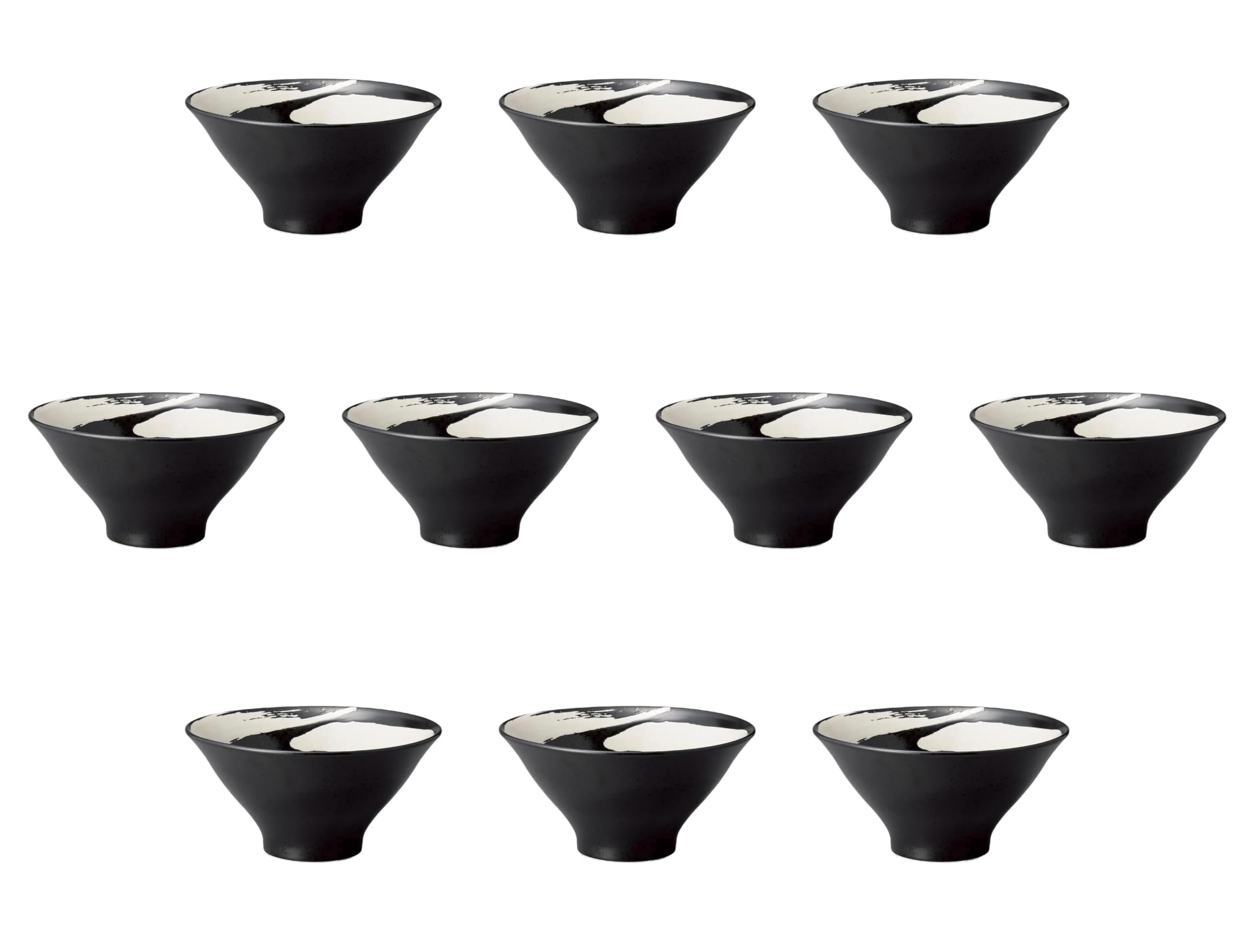 

Set of 10 Black Current Bowls x 10 cm Ramen Bowls by Setomonohonpo 6.5 Thin-Lined High-Haman [20 (1100 cc)]