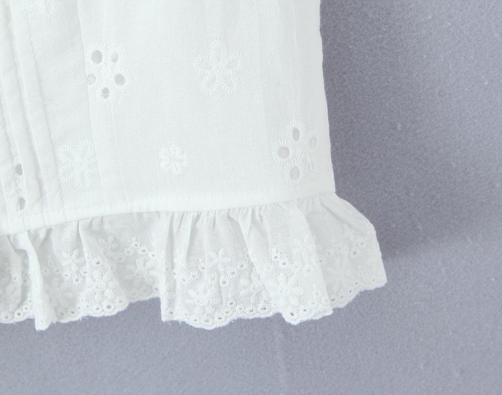 7704 - Women's French Retro Square Neck Ruffle Top & Lace-up Embroidered Skirt Set