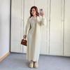 Robe décontractée d'automne 2025 pour femmes, à col rond et manches longues en laine, et cardigan tricoté
