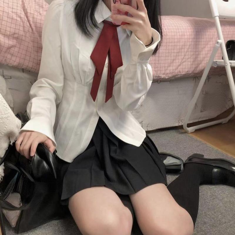 Deeptown Sexy Bílé Dámské Blůzky Tuniky Korejská Móda Košile Šik Harajuku Preppy Elegantní Dámský Japonský Styl Ležérní JK Slim