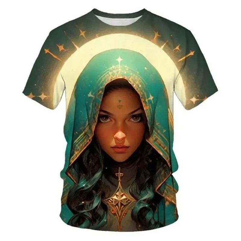 Summer Virgin Mary 3D Print T-Shirts Streetwear Men FashionCasual Oversized O-Neck Short Sleeved T Shirt Tees Tops Clothing