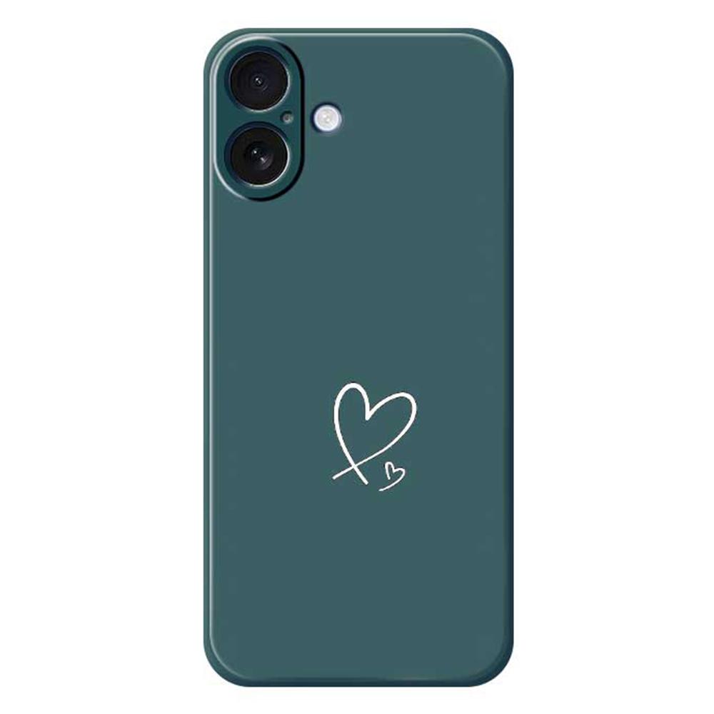 

For iPhone 17 Case White Love Pattern Printing Straight Edge TPU Phone Back Cover Green