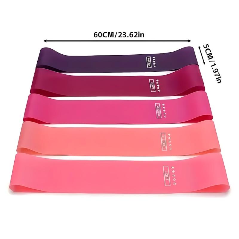 5-Piece Multicolor Stretch Bands Set - 60×5cm (23.62×1.97in) High-Elastic Latex Material, 5 Tension Strengths