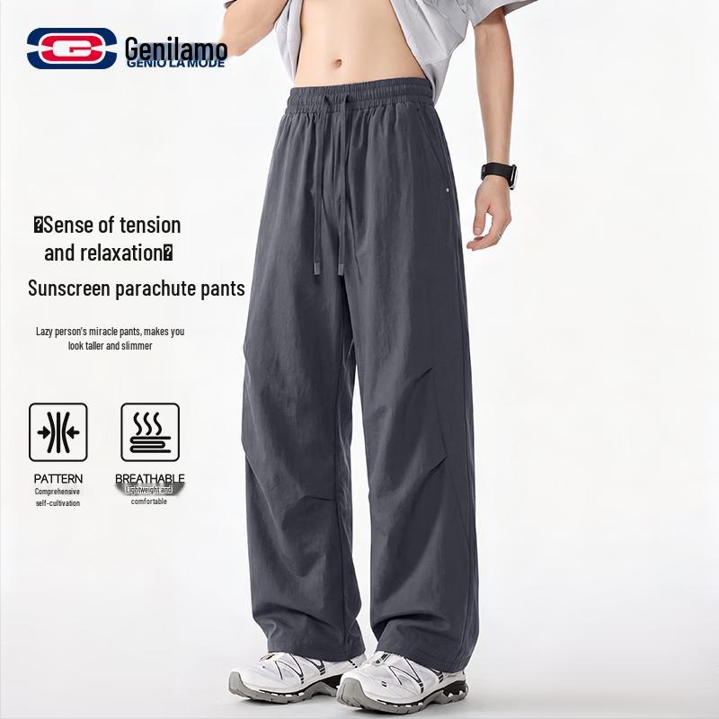GENIOLAMODE Men s Quick-Dry Sun-Protective Parachute Pants M
