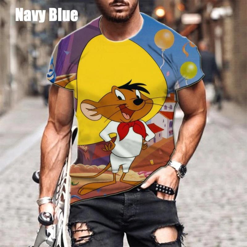 Xuhaijian02 Zomer Nieuw Klassiek Anime Karakter Speedy Gonzales 3D Print Heren T-shirt met Korte Mouwen Grappig Cartoon Unisex Sport T-shirt 5XL