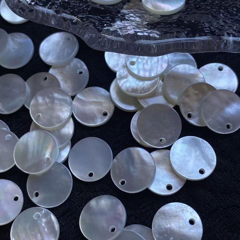 Round White Mother-of-Pearl Dangle Earrings with Heart Design