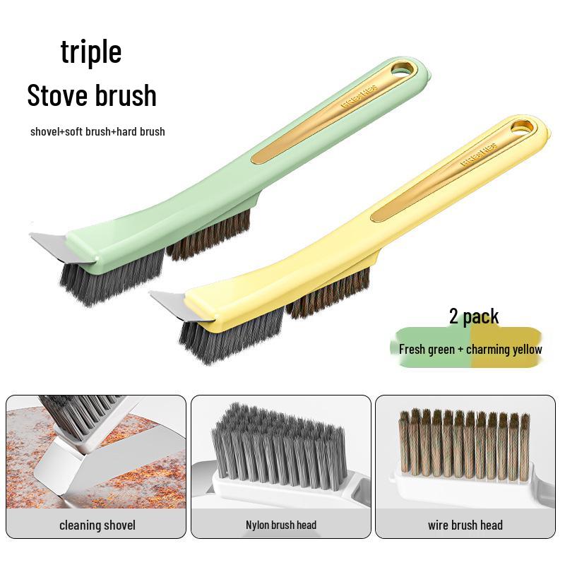 Multifunctional Kitchen Stove Gap Cleaning Brush with Long Handle & Steel Wire for Stain Removal