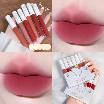 6 Sets of Lip Glaze Set Velvet Mist Non-fade Non-stick Cup White Lip Mud Matte Lipstick Long-lasting Waterproof Student Cosmetics Beauty Products