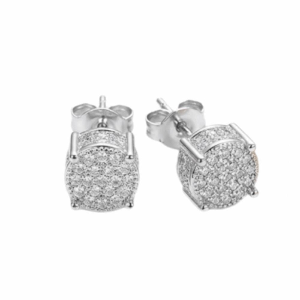 Four Claw CZ Stud Earrings Crystal Rhinestone Earrings Luxury Zircon Stud Earrings  Women Men серебряный