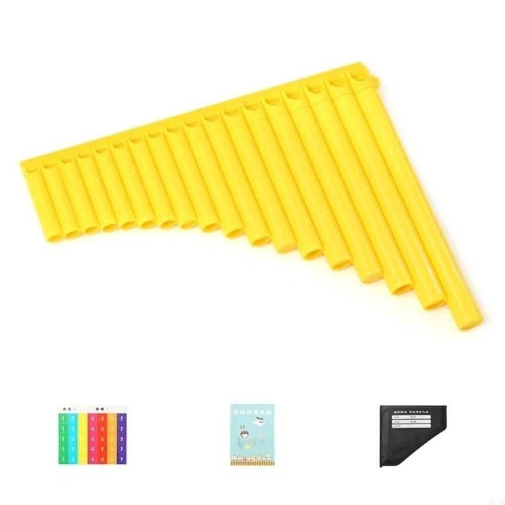 Ergonomic Pan Flute 18 Pipes Musical Instrument Beginner Friendly Wind Instrument  Recreational Use жёлтый