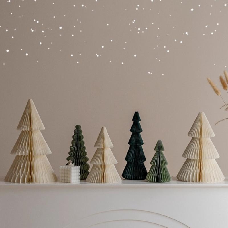 Stor Julgransprydnad 3D Honungskaka Vikbart Papper Julgran Navidad Dekorationer Skrivbord Hängande Juldekor