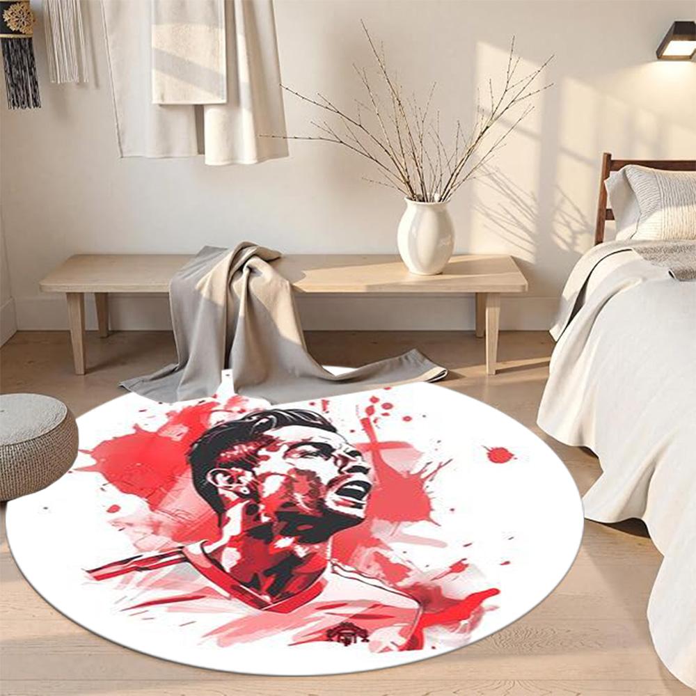 Cristiano Ronaldo Round Area Rug Perfect for Entryway Foyer Living Rooms Decorate room Antislip Round Carpet Office home decor