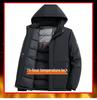 Men's Business Casual Down Jacket with Detachable Hood - Graphene Insulated, Thick Padded Cotton Coat for Winter