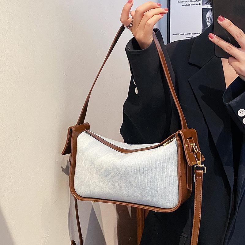 Quality Denim Shoulder Bags For Women Contrast Color Underarm Hobo Bag  New Fashion Crossbody Purses And Handbag