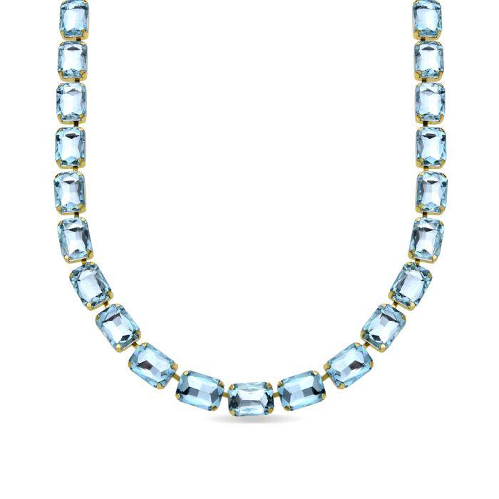 Collier - Luxenter - Ankek - Cristal bleu - Or jaune 18 carats - 44 cm + 10 cm de rallonge