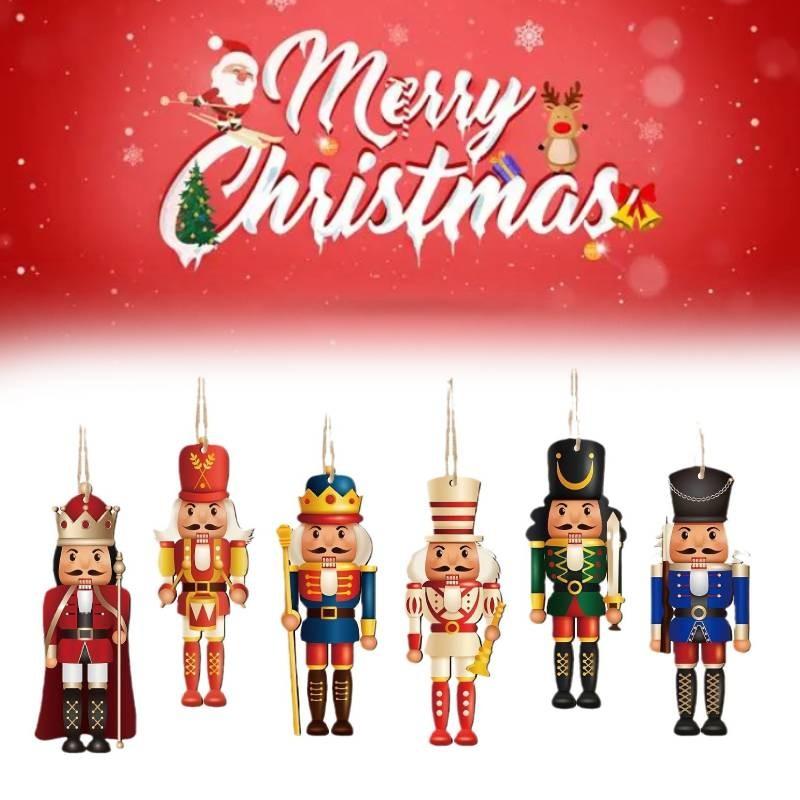 Pcs Nutcracker 6 Soldiers Wooden Pendant Hanging Decorations Christmas Gift