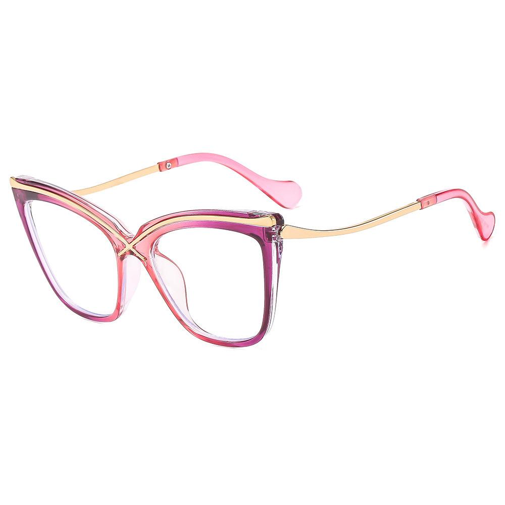 Light luxury cat eye metal sunglasses, high-end personality, square and round face, small face, large frame, trendy retro leopard print sunglasses