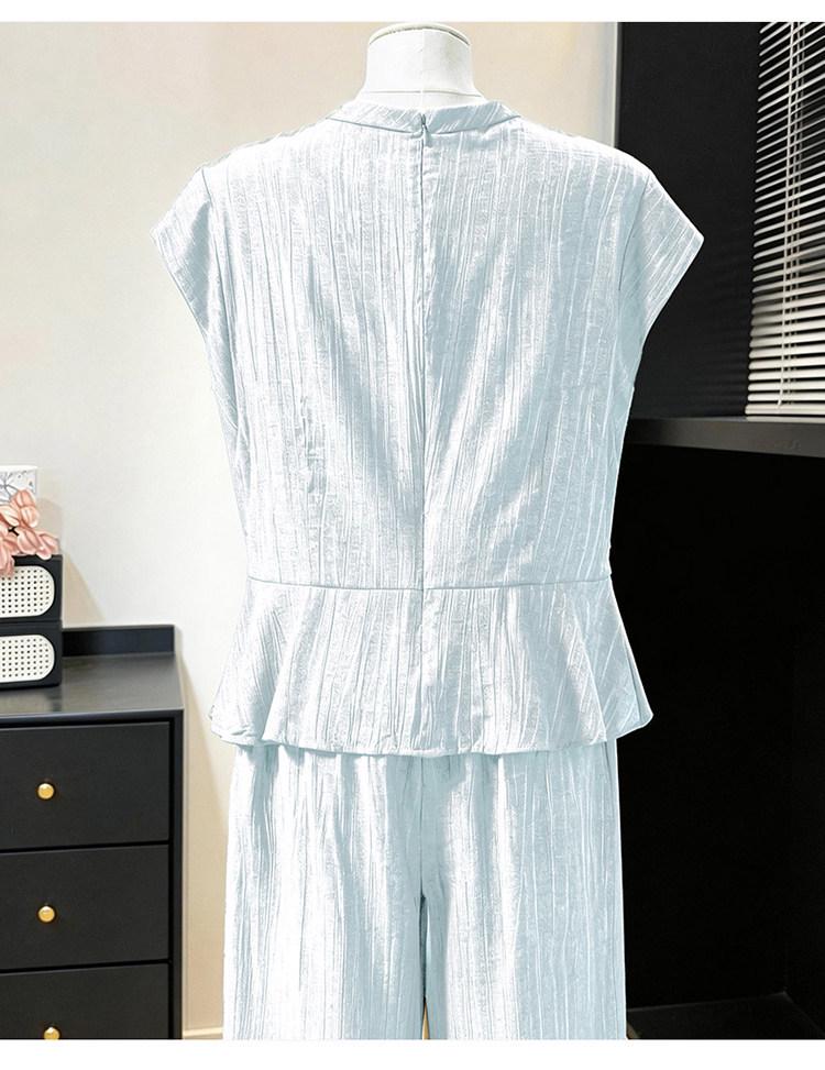 2026 Summer Slimming Two-Piece Set: Waist-Cinching Top & High-Waisted Wide-Leg Pants