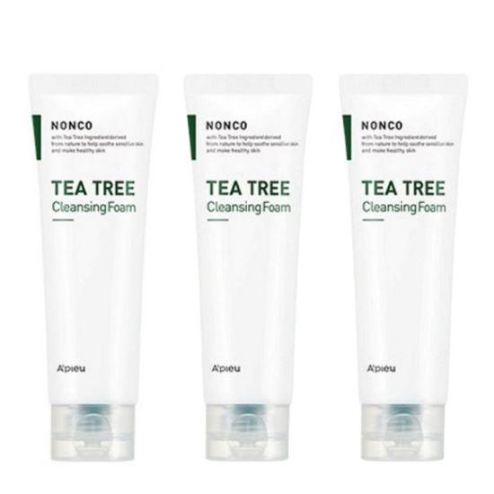 A pieu NanCo Tea Tree Cleansing Foam – Acne & Sebum Control Face Wash 130ml (Set of 3)