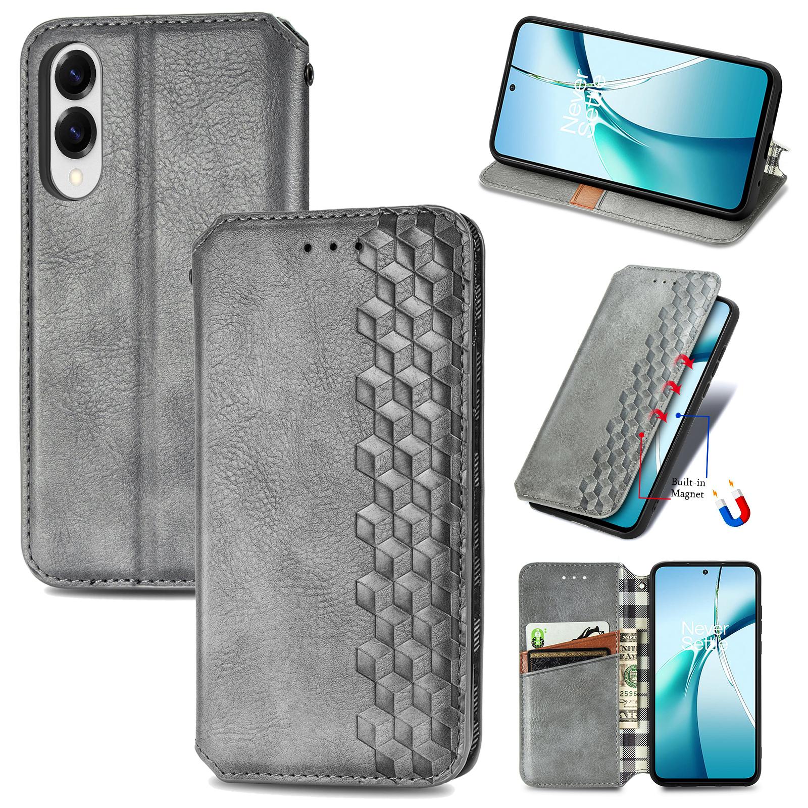 

For Samsung Galaxy S25 Edge Case Rhombus Imprint PU Leather Wallet Phone Cover Green