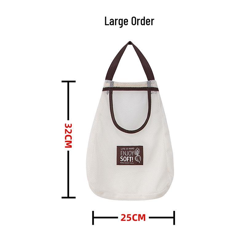 Wandmontierte multifunktionale Netztasche für Handtaschen, Obst und Gemüse - Knoblauch-, Ingwer- und Zwiebellagerung