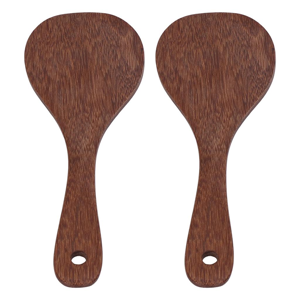 2 Pcs Rice Paddle Natural Wooden Rice Cooker Spatula Kitchen Cooking Spoons for Mixing and Serving RiceRound Mouth