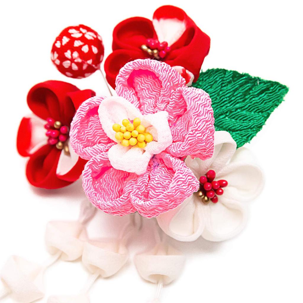 Kyoetsu Hair Ornament for Year of Artificial 753 A Shichi-Go-San 3-7 Olds, Tsumami-Zaiku (Pinch Wood) (F-06)