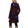 Women's fashion casual pocket decorative button dress round neck long sleeve printed dress