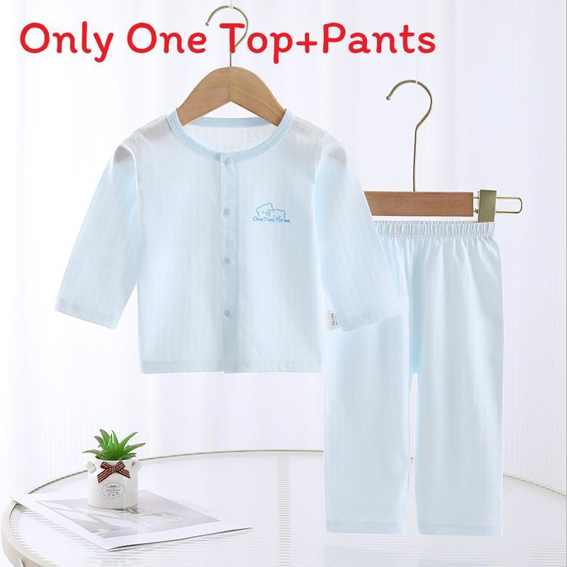 Baby Summer Cotton Pajamas Set With Antibacterial Fabric For Newborn Infants 66cm синий