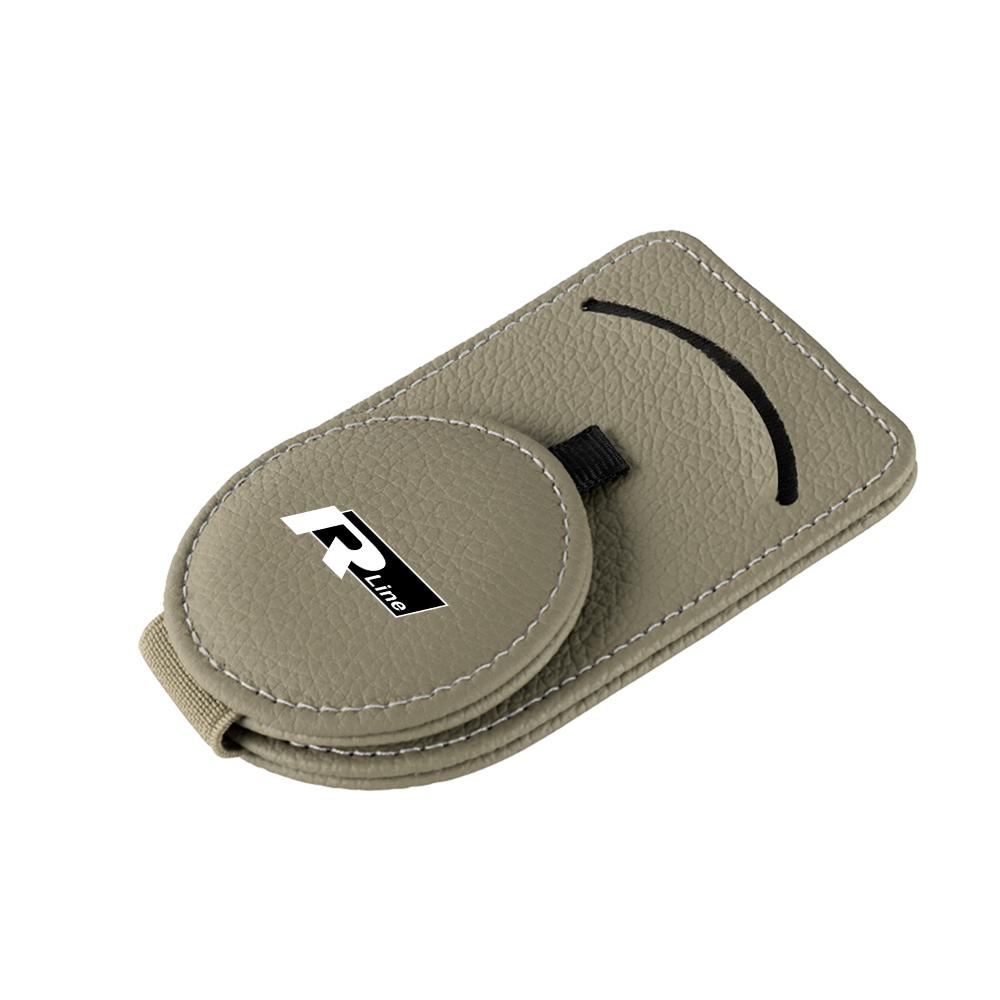 W14-Leather Car Sun Visor Glasses Holder Sunglasses Card Clip For Volkswagen VW R Polo Passat Rline Golf 4 5 6 Tiguan Jetta GTI ID.3