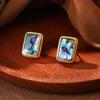 Court Style Niche Abalone Shell Stud Earrings French New Temperament Earrings Retro Geometric Diamond-set Premium Earrings