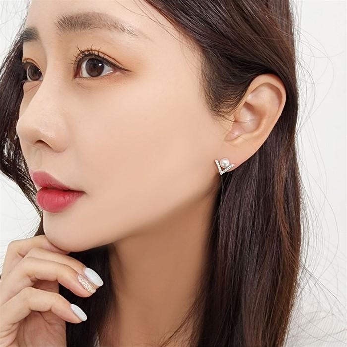 Volare Savezone03 Flat Pearl Silver Needle Earrings Sss1217 (10132031)